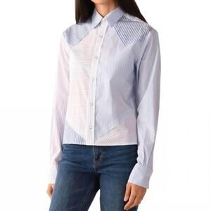 NEW CISSA raw edge western shirt in stripe scrappy